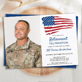 Invitación Fiesta de Jubilación Militar Foto Bandera Estadoun