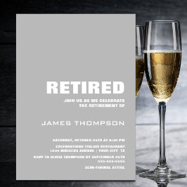 Invitación Fiesta de Jubilación Minimalista Gris Moderno