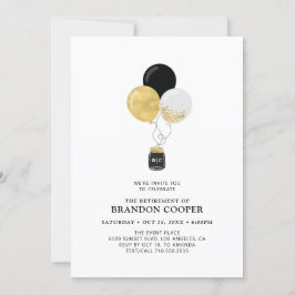 Invitación Fiesta de Jubilación Moderna de Globos Dorados y N