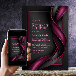 Invitación Fiesta de jubilación moderna de rojo y negro de mo