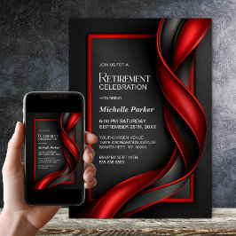 Invitación Fiesta de Jubilación Moderna Negra y Roja