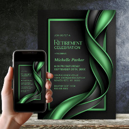 Invitación Fiesta de Jubilación Moderna Negra y Verde