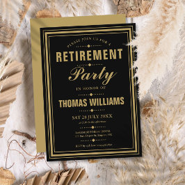 Invitación Fiesta de Jubilación Moderna y Elegante en Negro y
