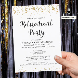 Invitación Fiesta de Jubilación Moderno de Confetti de Oro
