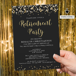 Invitación Fiesta de Jubilación Moderno Optimistas de Oro Neg