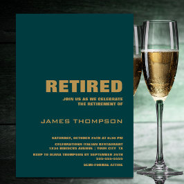 Invitación Fiesta de Jubilación Moderno Simple Verde azulado 