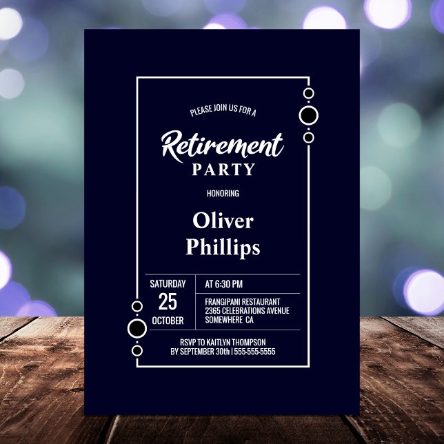 Invitación Fiesta de Jubilación Naval Azul con Fiesta de marc (Subido por el creador)