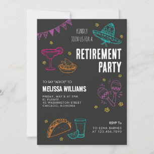 Invitación Fiesta de jubilación negra divertida al estilo mex