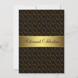 Invitación Fiesta de Jubilación Negra y Oro