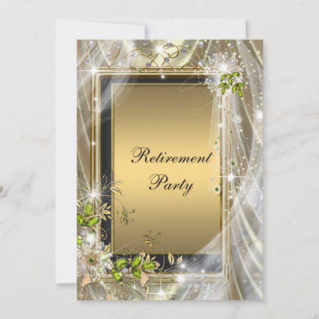 Invitación Fiesta de Jubilación Negro y Dorado (Anverso)