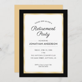 Invitación Fiesta de Jubilación | Negro y oro