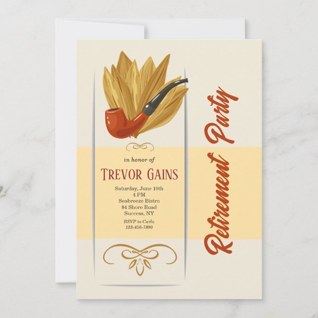 Invitación Fiesta de Jubilación para Humo de Tubería (Anverso)