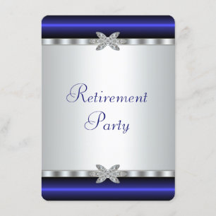 Invitación Fiesta de Jubilación para Mujer con Azul Real Plat