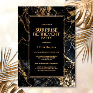 Invitación Fiesta de Jubilación para Sorpresa de Mármol de Or