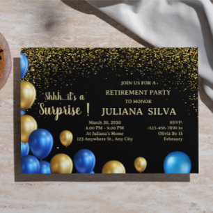 Invitación Fiesta de Jubilación para Sorpresas de Negro y Oro