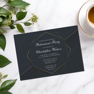 Invitación Fiesta de Jubilación Personalizado de Oro Negro de