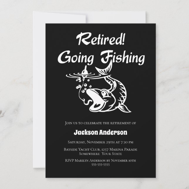 Invitación Fiesta de Jubilación Pescando (Anverso)