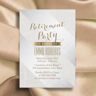 Invitación Fiesta de Jubilación Plata Plata Plata Lino Elegan