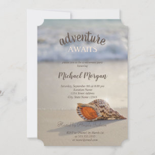 Invitación Fiesta de Jubilación Playa Tropical Océano Concha