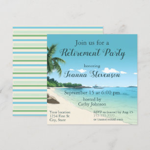 Invitación Fiesta de Jubilación Playa Tropical Palmeras