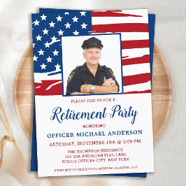 Invitación Fiesta de Jubilación Policial Foto Bandera Estadou