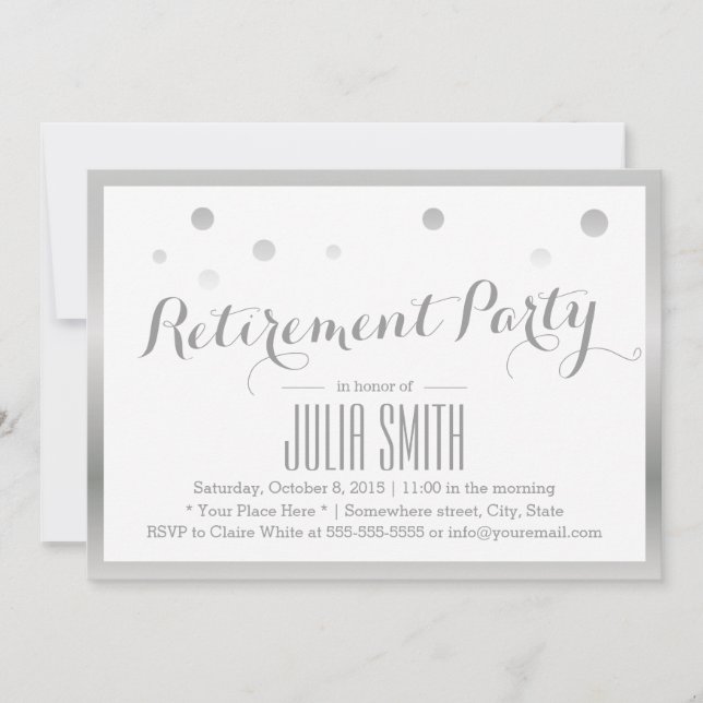 Invitación Fiesta de Jubilación puntos modernos de confeti pl (Anverso)