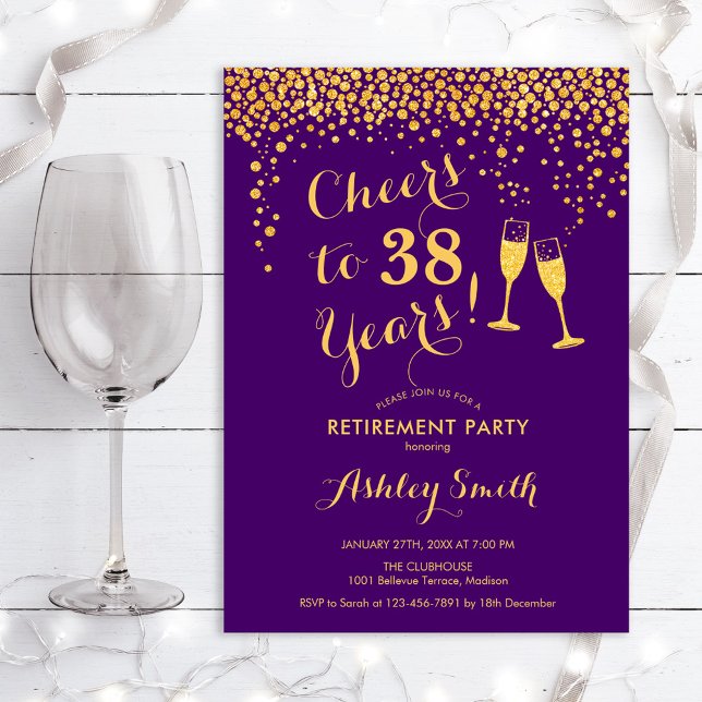 Invitación Fiesta de Jubilación Purple Gold (Subido por el creador)