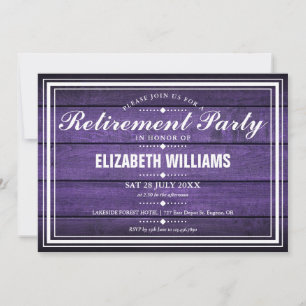 Invitación Fiesta de Jubilación Purple Rusn Barn Wood