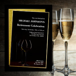 Invitación Fiesta de Jubilación Purpurina de Oro Negro con cl