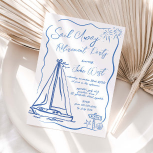 Invitación Fiesta de jubilación Quirky Sail Away con garabato