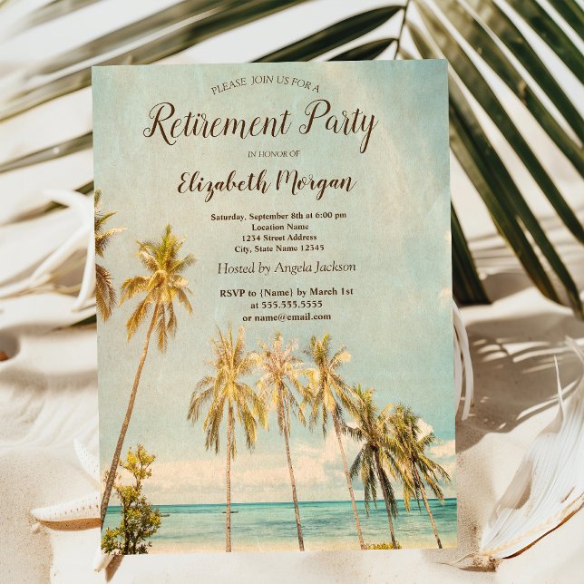 Invitación Fiesta de Jubilación Retro Beach Palms (Subido por el creador)