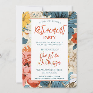 Invitación Fiesta de Jubilación Retro Geranium Floral