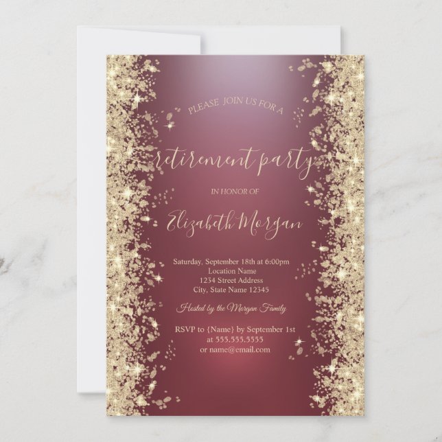 Invitación Fiesta de Jubilación Roja de los diamantes de espu (Anverso)