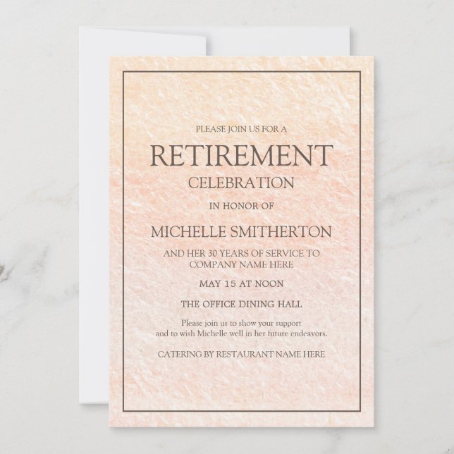 Invitación Fiesta de Jubilación Rosa Elegante (Anverso)