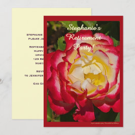 Invitación Fiesta de Jubilación Rosa Roja y Dorada Floral Mac