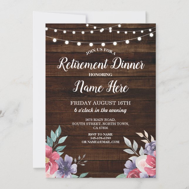 Invitación Fiesta de Jubilación  Rosada Invitado (Anverso)