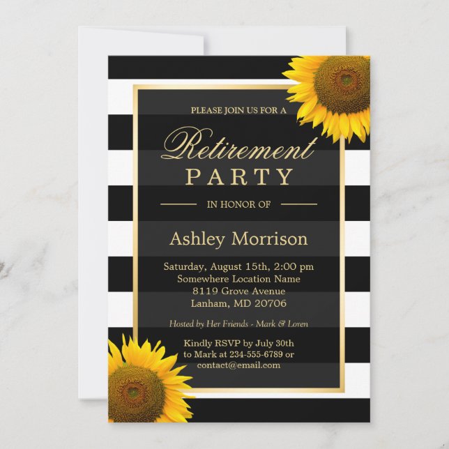 Invitación Fiesta de Jubilación Rusa de Giros Negros (Anverso)