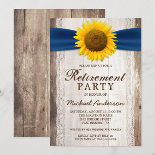 Invitación Fiesta de Jubilación Rústica Barn Wood Cinta de Gi