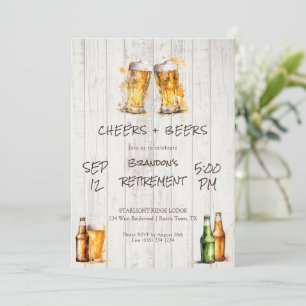 Invitación Fiesta de Jubilación Rustica Cheers y Cervezas