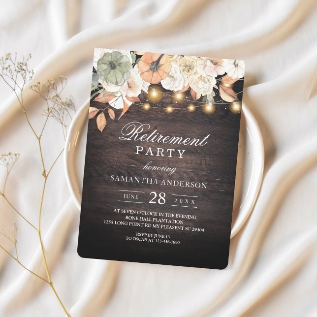 Invitación Fiesta de Jubilación Rústica Floral (Subido por el creador)