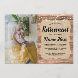 Invitación Fiesta de Jubilación Rústica Retirada Wood Burlap 