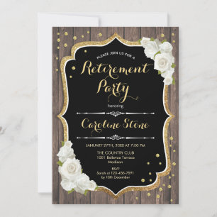 Invitación Fiesta de Jubilación - Rústicas Rosas Rosas Blanca
