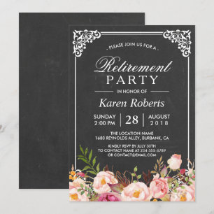 Invitación Fiesta de Jubilación Rústico Elegante De Cartón De