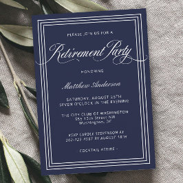 Invitación Fiesta de Jubilación Sencilla y Elegante de Navy B