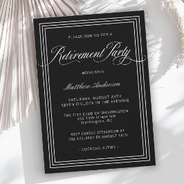 Invitación Fiesta de Jubilación Sencillo Negro Elegante