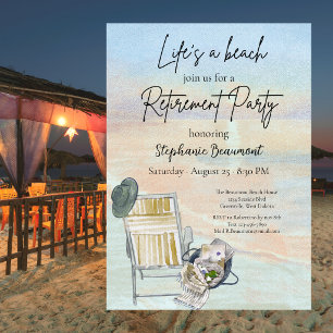 Invitación Fiesta de Jubilación Silla de Playa de la Vida