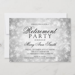 Invitación Fiesta de jubilación Silver Winter Wonderland