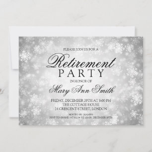 Invitación Fiesta de jubilación Silver Winter Wonderland