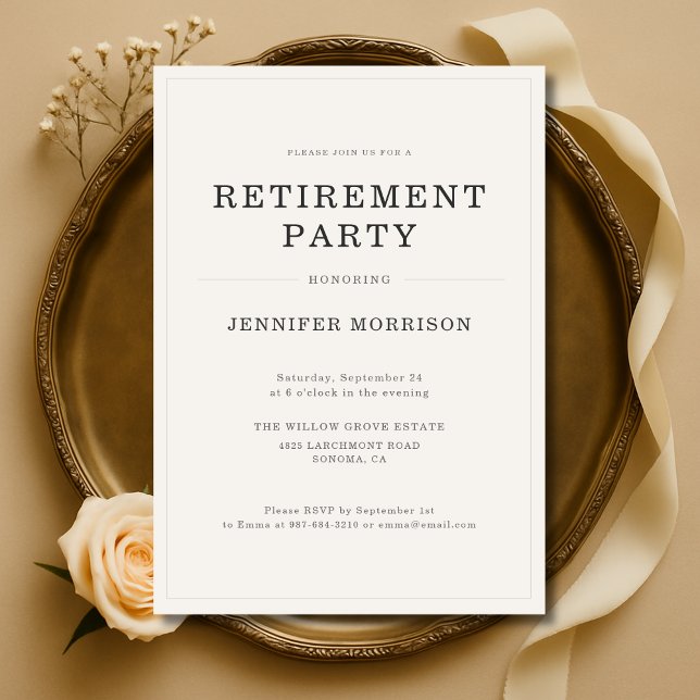 Invitación Fiesta de Jubilación Simple y Elegante (Subido por el creador)
