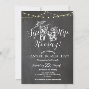 Invitación Fiesta de Jubilación Sip Hip Hooray Cocktails Chal